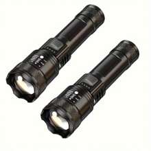 LED 1200MAH 户外伸缩调焦强光手电筒 TYPE-C 快速充电 内置18650电池 IPX7 防水 适合户外家庭露营、徒步旅行、夜间骑行、钓鱼 - 黑色 - 查看 3