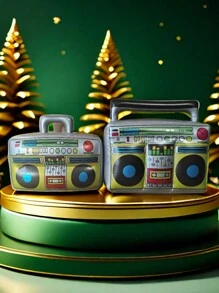 1pc Retro Record Player PVC Inflatable Toy Party Decoration (Receive 6 Microphones With 6 Radio Devices, Random Color For Microphones, 12pcs In Total) - Multicolor - View 7