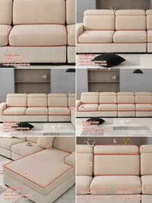 1 pieza Funda elástica para sofá, funda para cojín de asiento de sofá para todas las estaciones, a prueba de polvo, lavable a máquina, resistente a la decoloración, adecuada para sofás en forma de L y de 1/2/3/4 plazas, apta para mascotas, ajustable para dormitorio y sala de estar