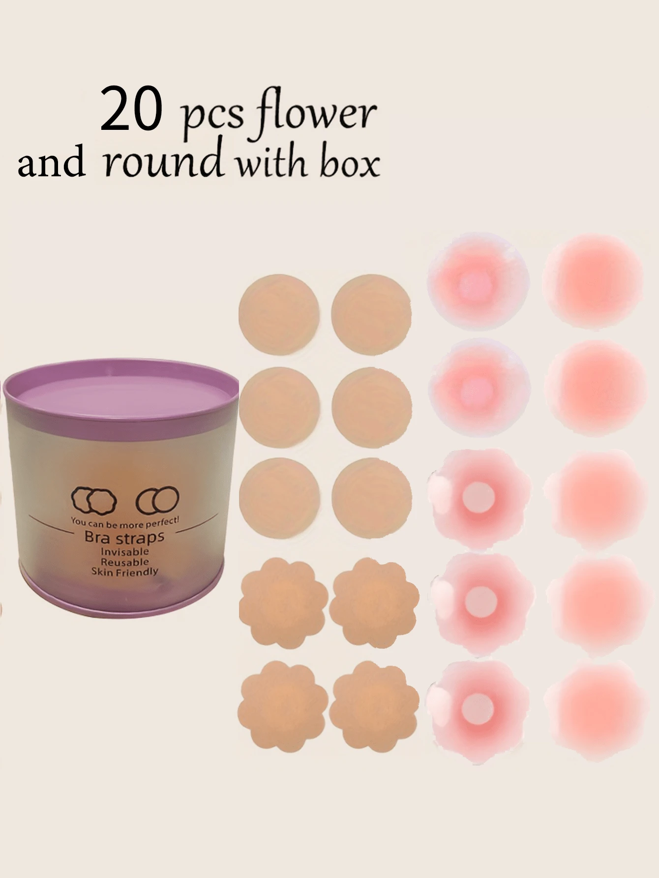 20 piezas cubrepezones para mujeres, sujetador de pezonera de silicona adhesiva, pétalos de pecho invisibles reutilizables y desechables - Celeste - Ver 1