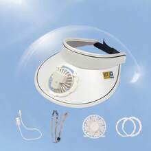 Summer Cooling Fan Hat With Built-In Fan Outdoor Women Sunscreen Visor Cap Sun Hat - White - View 2