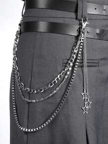 Street 1pc Punk Style Hollow Out Star Decor Pants Chain Women's Multi-Layer Hip-Hop Fashionable Waist Belt Accessory Halloween Summer, School Fall, Autumn, Halloween