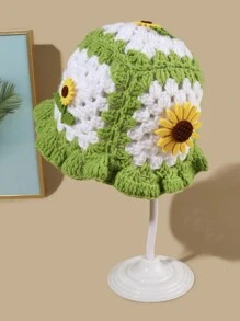 One Fashionable Crochet Hat With 3D Sunflower Flower Embellishment