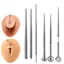 3/4/6件14G/16G/18G/12G内/外螺纹钛鼻钉、耳环、肚脐环、唇环、舌环、眉环、身体穿孔工具 - 彩色 - 查看 1