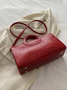 New Vintage Chic Versatile Elegant Round Tote/Shoulder Bag - Red - View 9
