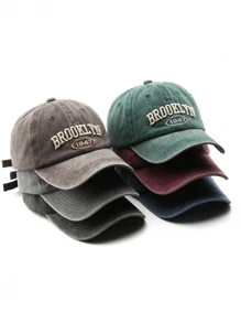 Mũ bóng chày đã giặt BROOKLYN1947 thêu cho nữ, Mũ thông thường chống nắng có thể điều chỉnh ngoài trời, Thích hợp cho du lịch xuân thu và kỳ nghỉ ở bãi biển, Mũ chống nắng nam với phong cách Y2K - Xám - Xem 1