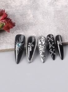 TSZS 120Pcs Punk Y2K Gothic Alloy Combination Pack In 12 Compartment Box Diy Nail Charms Nail Gems Nail Supplies Nails