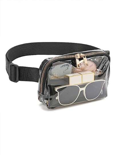 1 st vattentät genomskinlig midjeväska för kvinnor - bärbar genomskinlig PVC-midjeväska med rem för utomhuscamping och resor