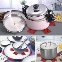 15 Piezas Separadores y protectores para sartenes y ollas, almohadillas para evitar deslizamientos y rayones de los utensilios de cocina - Rojo - Ver 2