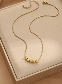 This Elegant And Sophisticated 18K Gold-Plated Stainless Steel Necklace Features Five Round Beads And Is Suitable For Women To Wear In Daily Life Or At Parties, Or As A Gift For Mother Day.
