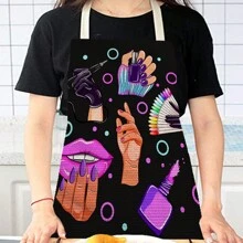 1pc INS Style Nail Polish Pattern Apron, Kitchen Garden Baking Cooking Apron Accessory,Kitchen,Bathroom,Home,Household Supplies - 55*68/Adult - View 3