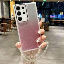 時尚磨砂漸變手機保護殼，內置鏡頭膜，適用於Samsung Galaxy S24 S24plus S24Ultra S23 S22 S21、iPhone 15Promax 14Proamx，帶手環 - 黑色 - 查看 6