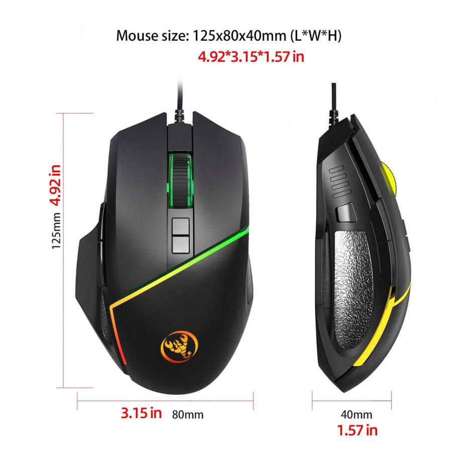HXSJ HXSJ Keyboard And Mouse Combo Set, 68-Key RGB Wired Keyboard, USB ...
