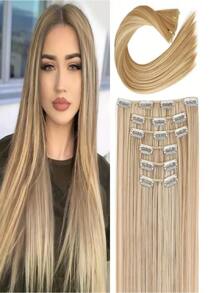 Natural Hair Extensions Clip Curtains 6 Pieces.