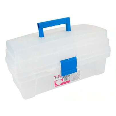 Caja Vanity Multiusos Plastica 2 Bandejas 14pul Azul Santul