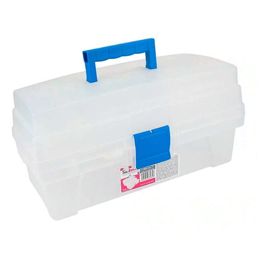Caja Vanity Multiusos Plastica 2 Bandejas 14pul Azul Santul - Azul - Ver 1