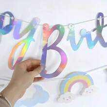 Dual Row Star Cloud Rainbow Unicorn Letter Hanging Flag, Children's Birthday Party Indoor Unicorn Series Decoration Banner Flag Baby Shower Easter Gift Things For Girls/Boys