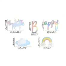 Dual Row Star Cloud Rainbow Unicorn Letter Hanging Flag, Children's Birthday Party Indoor Unicorn Series Decoration Banner Flag Baby Shower Easter Gift Things For Girls/Boys