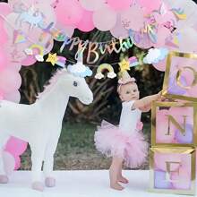 Dual Row Star Cloud Rainbow Unicorn Letter Hanging Flag, Children's Birthday Party Indoor Unicorn Series Decoration Banner Flag Baby Shower Easter Gift Things For Girls/Boys