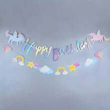 Dual Row Star Cloud Rainbow Unicorn Letter Hanging Flag, Children's Birthday Party Indoor Unicorn Series Decoration Banner Flag Baby Shower Easter Gift Things For Girls/Boys