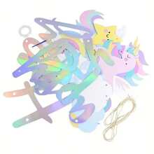 Dual Row Star Cloud Rainbow Unicorn Letter Hanging Flag, Children's Birthday Party Indoor Unicorn Series Decoration Banner Flag Baby Shower Easter Gift Things For Girls/Boys