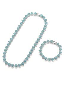 1 件嘻哈心形迈阿密项链和手链套装 - 全镶嵌，非常适合日常佩戴、节日、情人节、朋友和情侣情人节、妈妈、母亲、母亲节、礼物 - 兩件套 - 查看 10