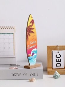 1個木製夏季衝浪板設計桌面裝飾擺件，海灘派對裝飾招牌，海洋風格家飾工藝品 - 彩色 - 查看 8