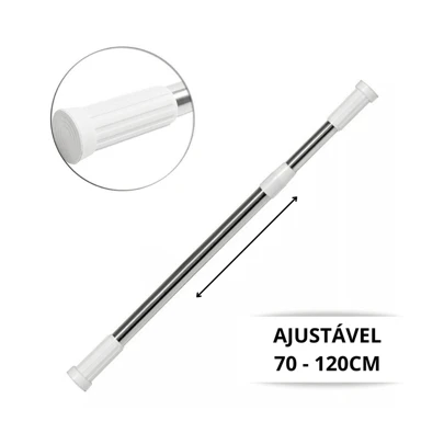 Varão Extensível Bastão Ajustável Porta Cortina Box Banheiro Expansível