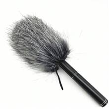 Handheld Interview Microphone Plush Cover Windscreen Sleeve Furry Mic Windshield - Dark Grey - View 3