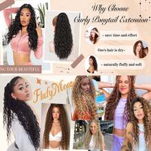 DZfirst Pferdeschwanz-verlängerung, Kordelzug, Lockiger, Gewellter Pferdeschwanz Für Künstlichen Clip-in-pferdeschwanz, Schwarzes, 18 Zoll Großer, Synthetischer, Langer, Lockiger, Flauschiger Pferdeschwanz Für Den Täglichen Gebrauch