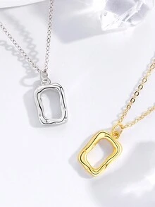 1 Máy Tính Sáng Tạo Hình Học Vuông Sơn Dầu Khung Nữ S925 Vòng Cổ Đeo Hàng Ngày - khung tranh sơn dầu - Xem 3