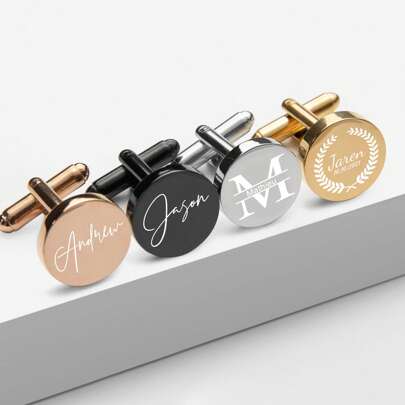 Gemelos personalizados, gemelos personalizados para padrinos de boda, gemelos de boda, gemelos de acero inoxidable, regalo de cumpleaños o aniversario para hombres con grabado, de moda, vintage, estilo sencillo, para el otoño, de estilo "old money", casual personalizado, regalos ideales para él, novio, familia, amigos, abuelos, niños para graduación, navidad, invierno, otoño, regalos personalizados para mujeres/hombres, accesorios navideños