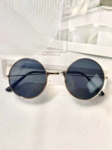 1 chiếc kính thời trang tròn có hiệu ứng chuyển màu ombre, kính thời trang gọng kim loại phong cách hoàng hôn đại dương dễ thương cho ngày lễ tình nhân cho kỳ nghỉ hè trên bãi biển, ngoài trời, kính mát du lịch gọng tròn quá khổ phong cách cổ điển cho trang phục đi chơi, trở lại trường - Vàng - Xem 21