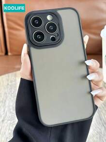 KOOLIFE 1pc Skin-Friendly Matte 2-In-1 Precise Hole Lens Protective Shockproof Phone Case With Built-In Lens Protector Film, Compatible With IPhone 16/16Pro/16Plus/16ProMax, 13/14Plus/14ProMax, 15/15Plus/15Pro/15ProMax, And Galaxy S20/21/22/23/24 Plus/Ultra - Black - View 2