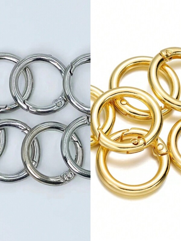 10pcs Fashionable Metal Lobster Clasps With Round Openings And Spring Rings For DIY Jewelry Making