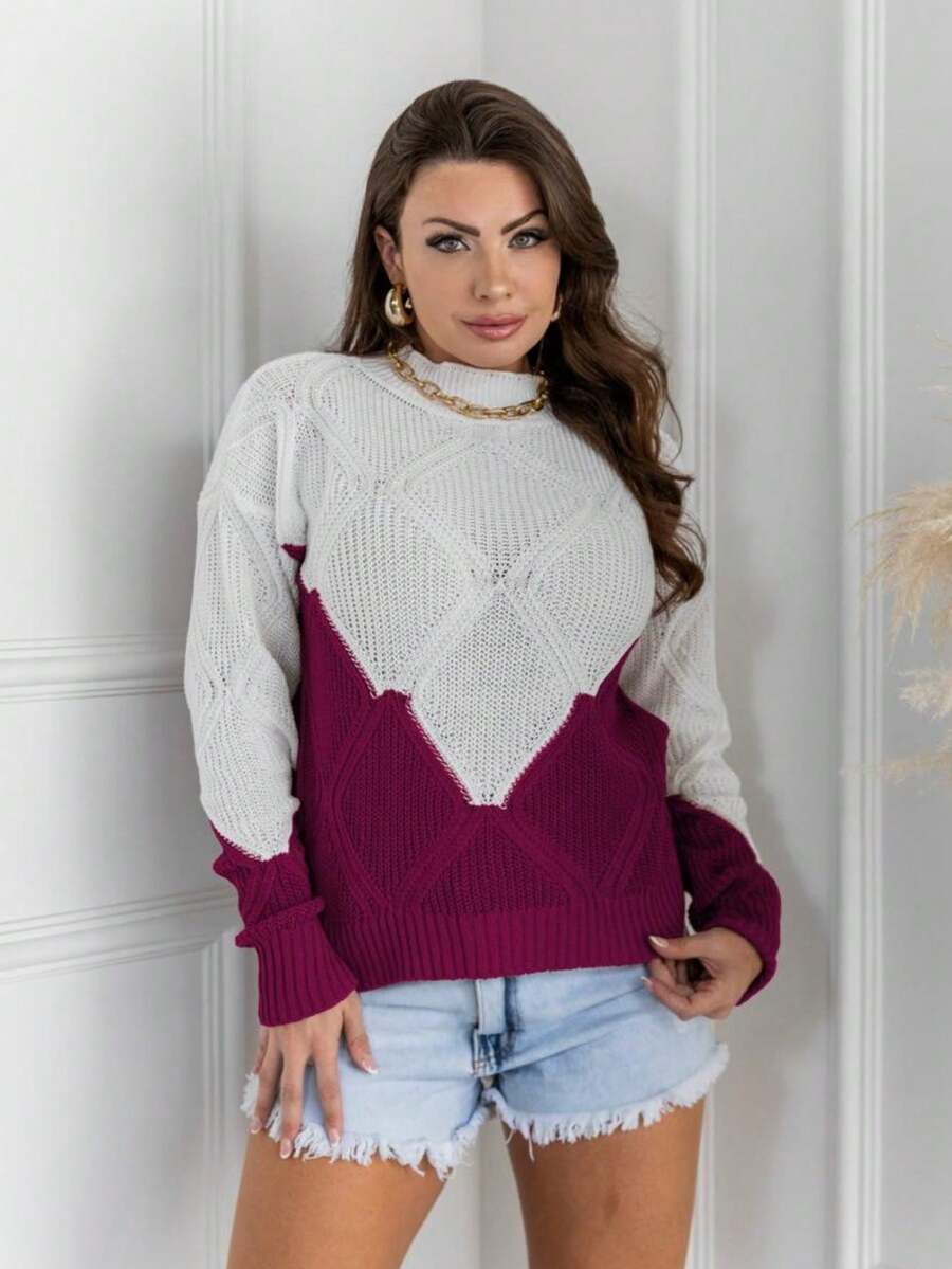 Women Sweaters - 玫瑰紅 - 查看 1