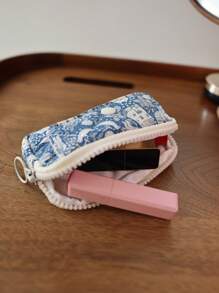 Bolsa de armazenamento de cartão fofo de desenho animado floral feminino multifuncional portátil pequena bolsa de carteira para mulheres carteira mini carteira carteira carteira de moedas