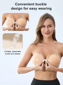 (12cm/4,72in) 1 Par de Parche de Levantamiento de Senos de Silicona Redondos Color Albaricoque sin Cable Invisible con Cordón de Encaje Teddy, Pegatina Adhesiva para Levantar el Busto, Cubre Pezón, Pétalos de Silicona Adhesivos Invisibles, Sujetador Adhesivo Pegajoso, para el Sujetador Push Up, sin Tirantes, sin Espalda, sin Costura, Invisible