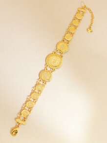 1個復古金幣手鍊波西米亞銅飾品,適合女性日常假期約會穿戴 - 金黃色 - 查看 16