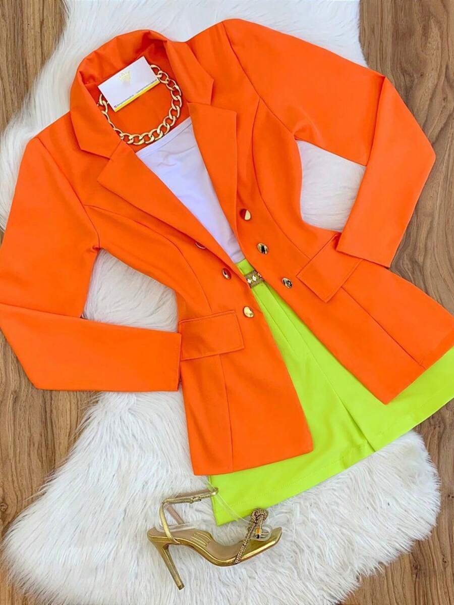 Women Blazers - Orange - View 1