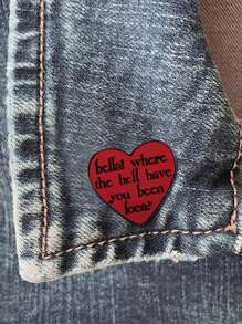 1pc Zinc Alloy Funny Creative Movie Themed Decorative Pin With Red Heart, Suitable For Clothes, Bags, School, Office, Shirts, Jackets, Jewelry, Christmas, Halloween, Cute Teacher Gift - A - View 2