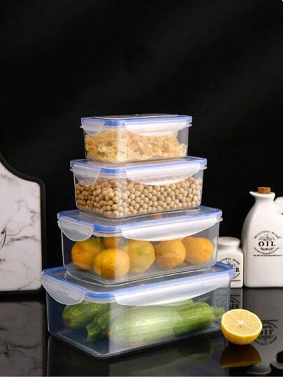 1pc Transparent Rectangular Fresh-Keeping Box For Refrigerator, Kitchen Cabinet, Grain Storage
