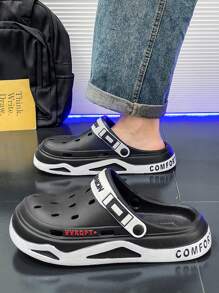 Men EVA Thick-Soled Comfortable Breathable Hollow-Out Shoes With Fashionable Style For Two-Way Wearing, Suitable For Going To The Beach And Casual Occasions In Summer