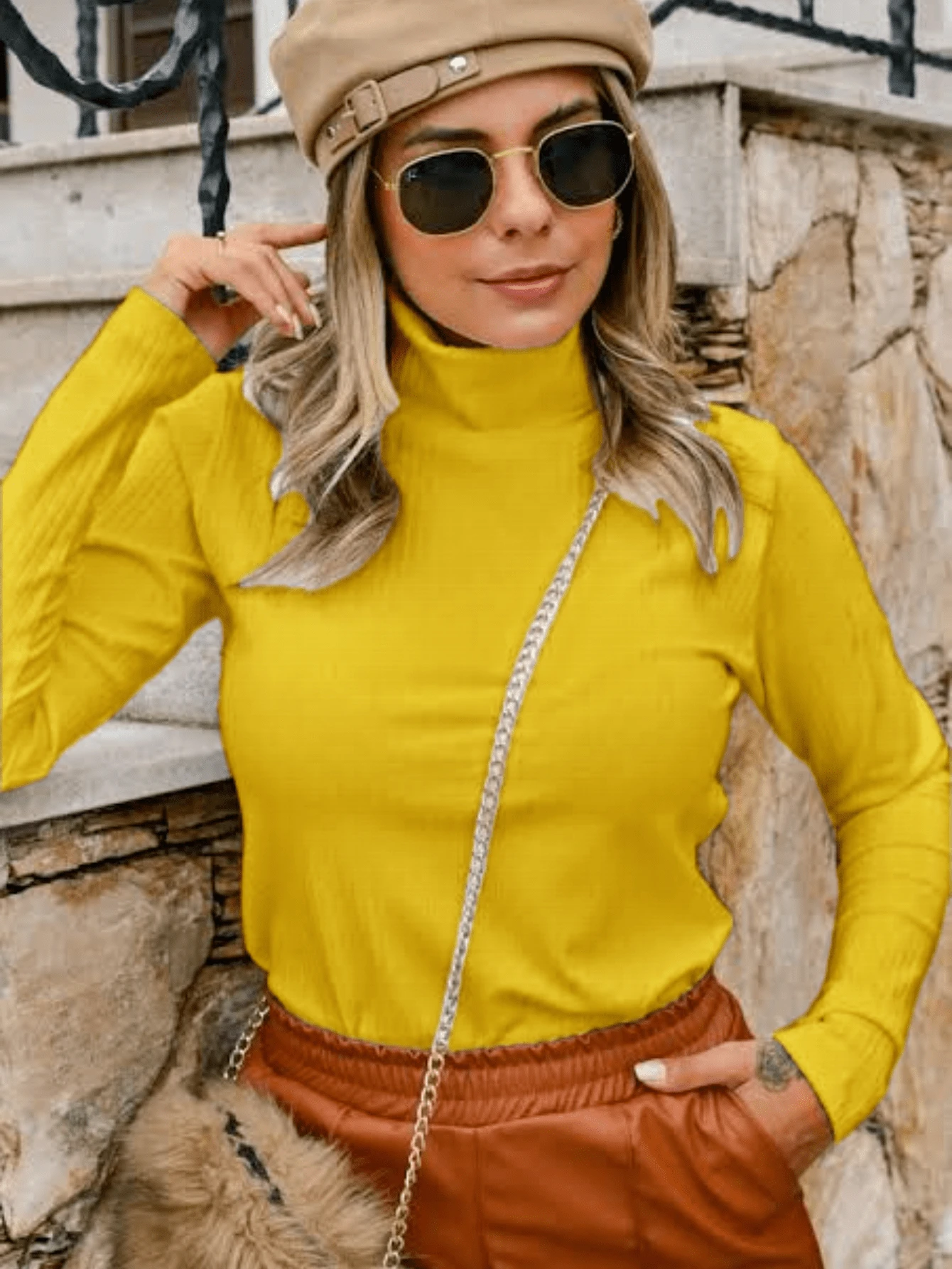 Women Tops - Màu Mù tạt vàng - Xem 1