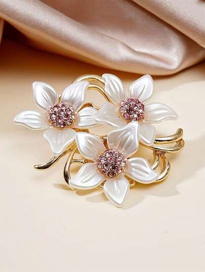 1 pezzo Elegante e delicato spilla a forma di giglio fiorito con intarsi lucidi, adatta per uso quotidiano e San Valentino
