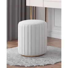 1pcs Full Set Of Solid Wood Small Modern Bedroom Desk All In One Dresser, Slate Cream Style Light Luxury Dresser With LED Makeup Mirror And Vanity Stool Included - trắng - Xem 8