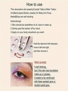 1 件 Y2K 风格银色水钻眼部和面部珠宝贴纸，适用于音乐节、派对和狂欢节 - 圣诞节闪亮水钻面部珠宝贴纸 - 銀色 - 查看 9