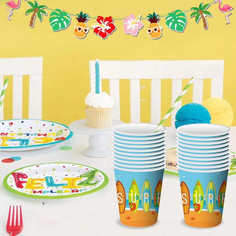 Hawaiian Paper Cup 20pcs, Summer Hawaiian Beach Party Decor Surf Theme ...