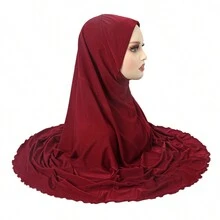 Z.H.A 1pc Solid Color Malaysian Women Headscarf, Muslim Turban Hat Convenient Scarf Hat - Multicolor - View 6
