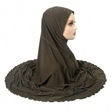 Z.H.A 1pc Solid Color Malaysian Women Headscarf, Muslim Turban Hat Convenient Scarf Hat - Multicolor - View 8